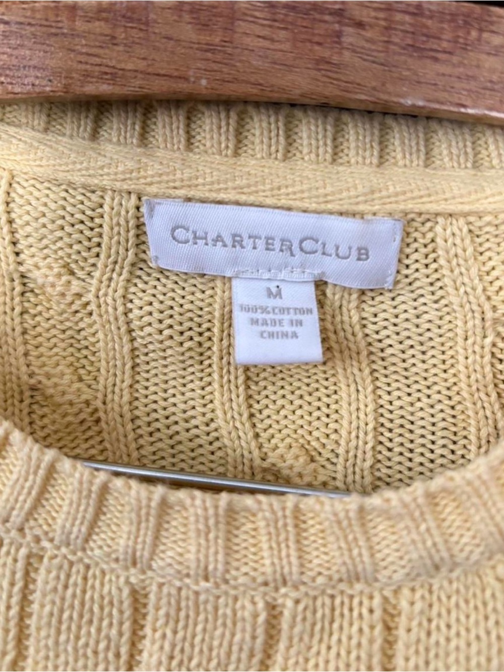 Beautiful Charter Club Butter Yellow Cable Knit Cotton Sweater Medium